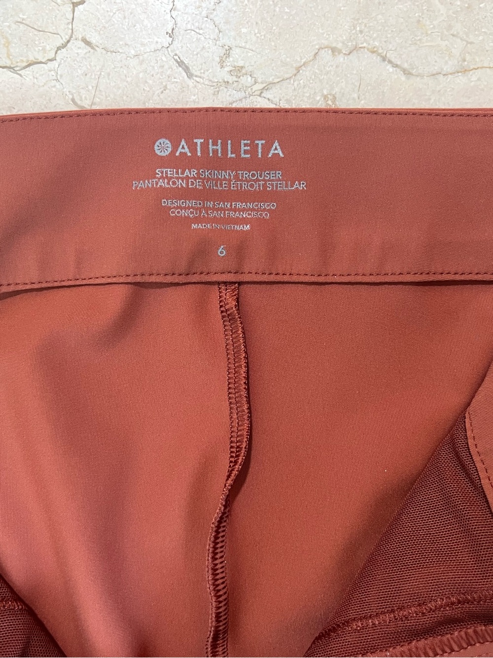 Athleta Stellar Office Travel Pants Sz 6 Rust Brown Athleisure Skinny Trouser - Picture 6 of 10
